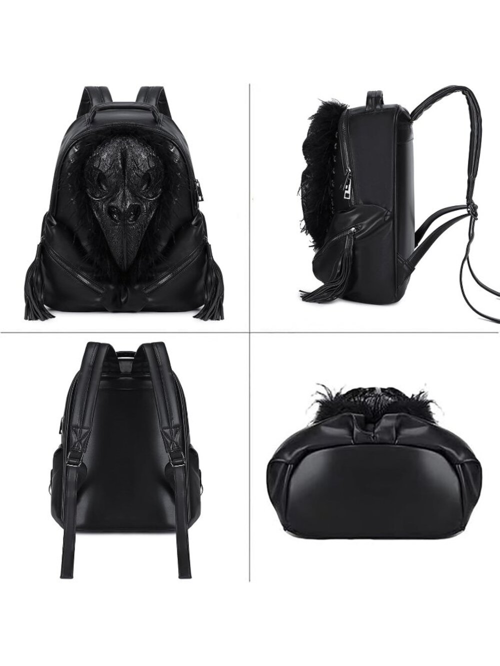 Women's Large Silver Skull Backpack Gothic Punk Halloween Horror 3D Chain Strap - Picture 5 of 6
